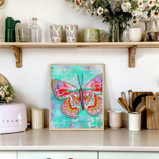 Cherry Mint Butterfly Art Print - Bright & Happy Home