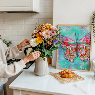 Cherry Mint Butterfly Art Print - Bright & Happy Home