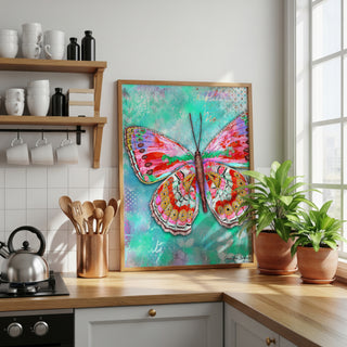 Cherry Mint Butterfly Art Print - Bright & Happy Home