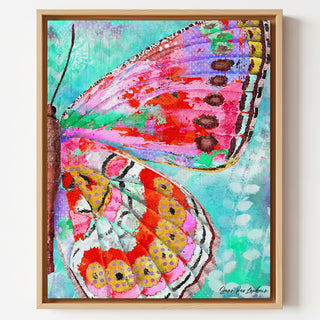 Cherry Mint Butterfly Wing Art Print - Bright Coastal Garden Decor