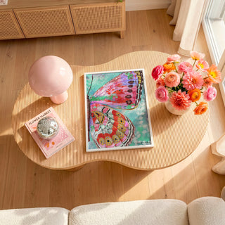 Cherry Mint Butterfly Wing Art Print - Bright Coastal Garden Decor