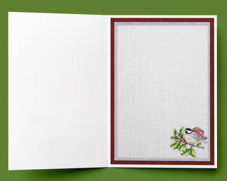 Chickadee Joy Christmas Card - Nature Holly Berries Bird And Stars