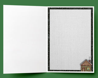 Christmas Cabin Greeting Card - Let It Snow Nature Scene Art