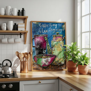 Love Language Coffee Art Print - Humor Quote