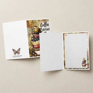 Coffee Warms Greeting Card - Positive Quote