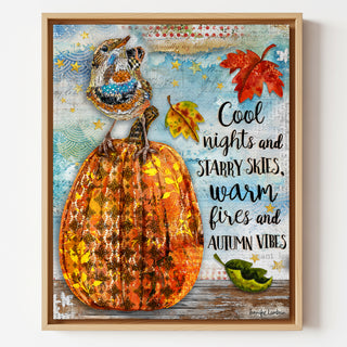 Autumn Vibes Art Print - Pumpkin Fall Leaves - Positive Quote