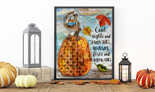 Autumn Vibes Art Print - Pumpkin Fall Leaves - Positive Quote