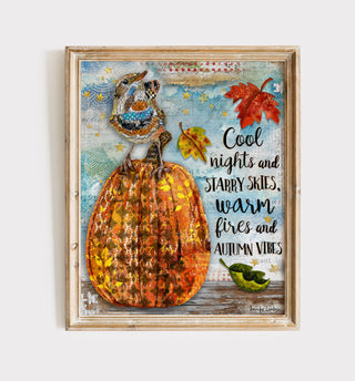 Autumn Vibes Art Print - Pumpkin Fall Leaves - Positive Quote