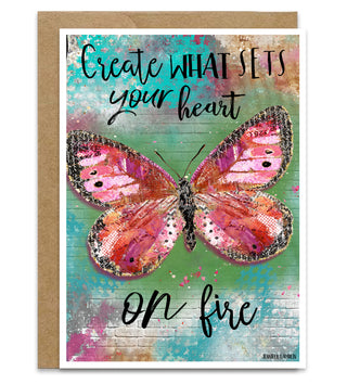 Create Heart Butterfly Greeting Card - Inspirational Quote Art
