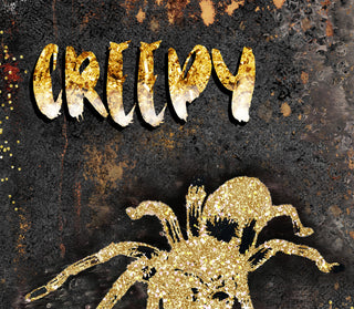 Creepy Spider Art Print - Black & Gold Halloween Decor