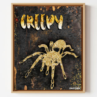 Creepy Spider Art Print - Black & Gold Halloween Decor