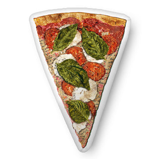 A throw pillow shaped like a pizza slice. Artwork by Jennifer Lambein.  