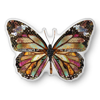 A custom shaped butterfly pillow. Artwork by Jennifer Lambein. 