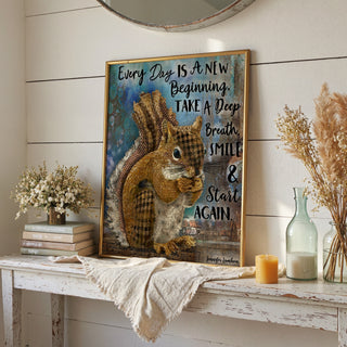 Breathe Woodland Squirrel Art Print