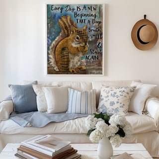 Breathe Woodland Squirrel Art Print