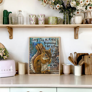 Breathe Woodland Squirrel Art Print