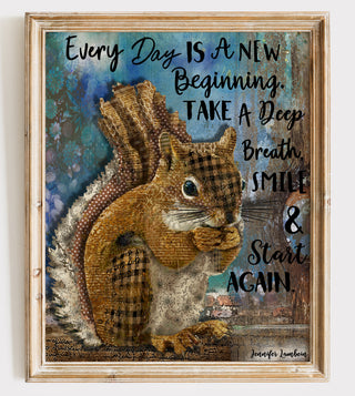 Breathe Woodland Squirrel Art Print