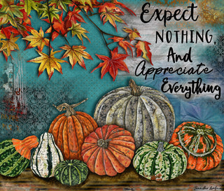 Appreciate Everything Art Print - Pumpkins & Autumn Leaves