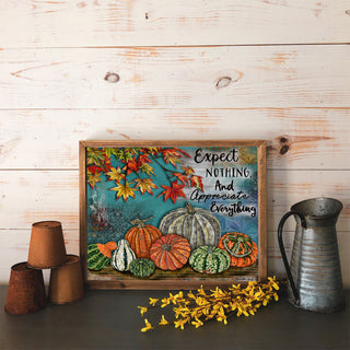 Appreciate Everything Art Print - Pumpkins & Autumn Leaves