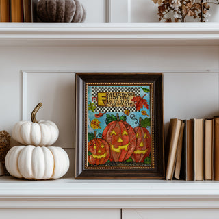 Fall Leaves Pumpkins Art Print - Cute Halloween Positive Quote