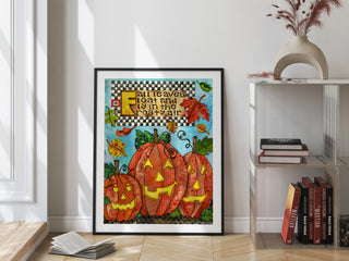 Fall Leaves Pumpkins Art Print - Cute Halloween Positive Quote