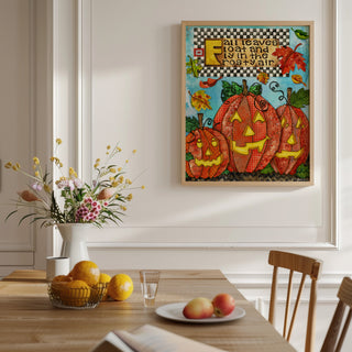 Fall Leaves Pumpkins Art Print - Cute Halloween Positive Quote
