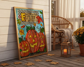 Fall Leaves Pumpkins Art Print - Cute Halloween Positive Quote