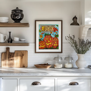 Fall Leaves Pumpkins Art Print - Cute Halloween Positive Quote