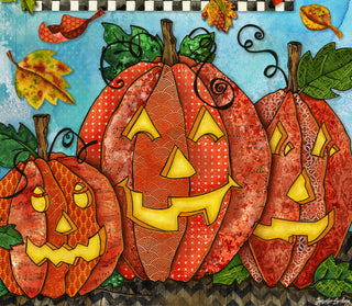 Fall Leaves Pumpkins Art Print - Cute Halloween Positive Quote