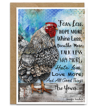 Good Things Greeting Card - Inspirational Quote Chicken Art