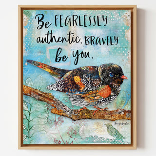 Bravely Be You Bird Art Print - Inspirational Quote - Wildflowers Nature