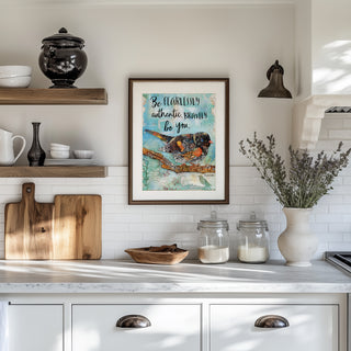 Bravely Be You Bird Art Print  - Inspirational Quote - Wildflowers Nature