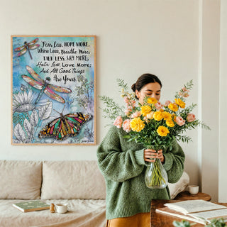 Fear Less & Hope More Butterfly & Dragonfly Art Print