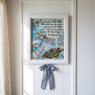 Fear Less & Hope More Butterfly & Dragonfly Art Print