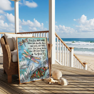 Fear Less & Hope More Butterfly & Dragonfly Art Print