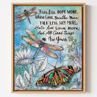 Fear Less & Hope More Butterfly & Dragonfly Art Print