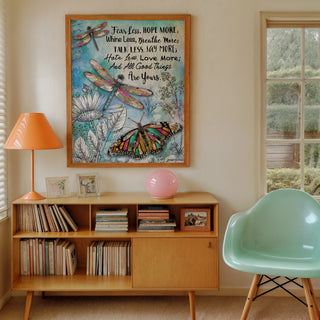 Fear Less & Hope More Butterfly & Dragonfly Art Print
