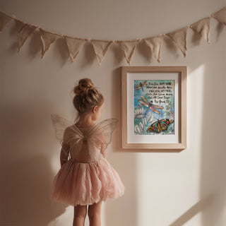 Fear Less & Hope More Butterfly & Dragonfly Art Print