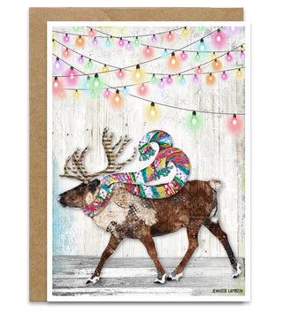 Feeling Bright Reindeer Greeting Card - Winter Woodland Animal Art