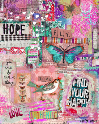 Find Your Happy Pink Collage Art Print