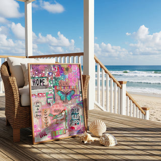 Find Your Happy Pink Collage Art Print