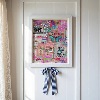 Find Your Happy Pink Collage Art Print