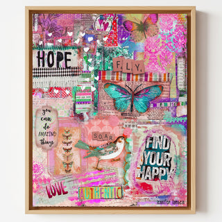 Find Your Happy Pink Collage Art Print