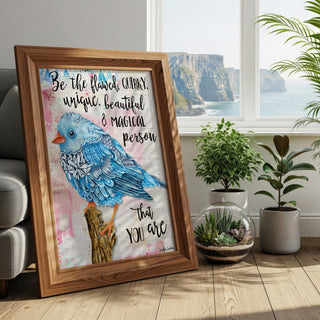 Be The Flawed Blue Bird Art Print