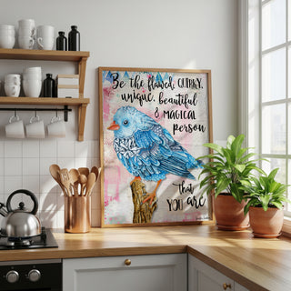 Be The Flawed Blue Bird Art Print
