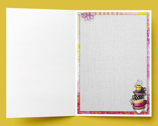 Flower Power Coffee Greeting Card - Retro Coffee Cups And Tea Art
