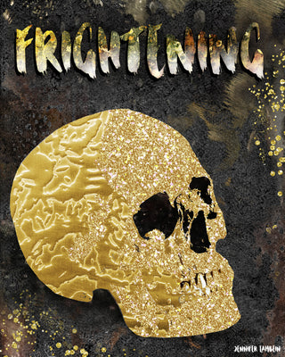 Frightening Skull Art Print - Black & Gold Halloween Decor