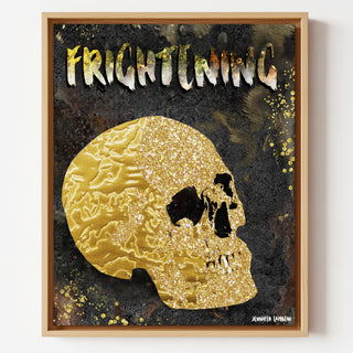 Frightening Skull Art Print - Black & Gold Halloween Decor