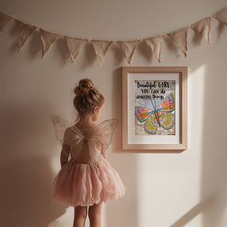 Beautiful Girl Butterfly Art Print