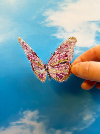 Golden Pink Butterfly Sticker